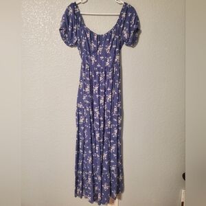 Hollister Blue Floral Maxi Dressster Medium